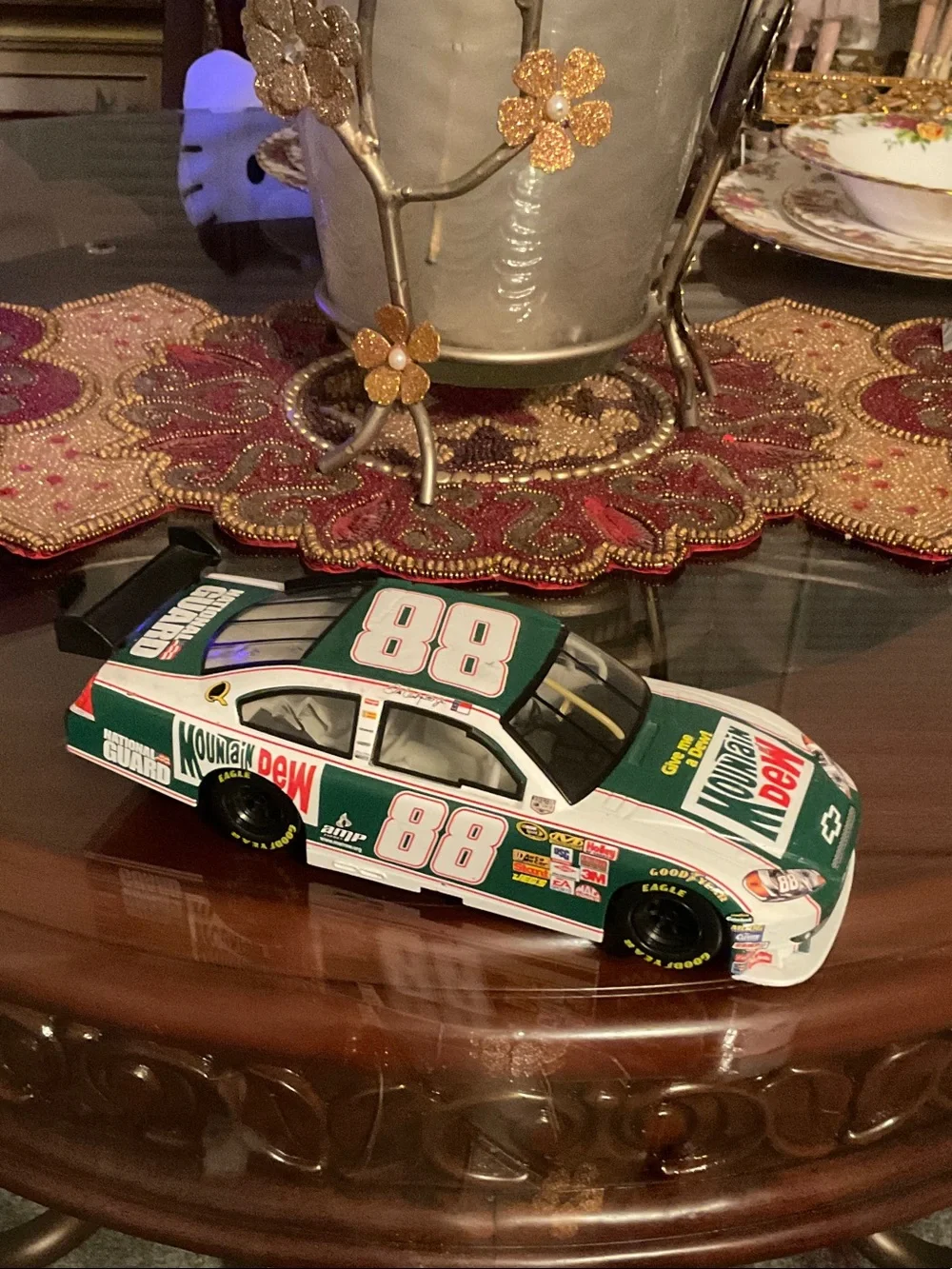Die-Cast Mountain Dew #88 Green and White Race Car Toy